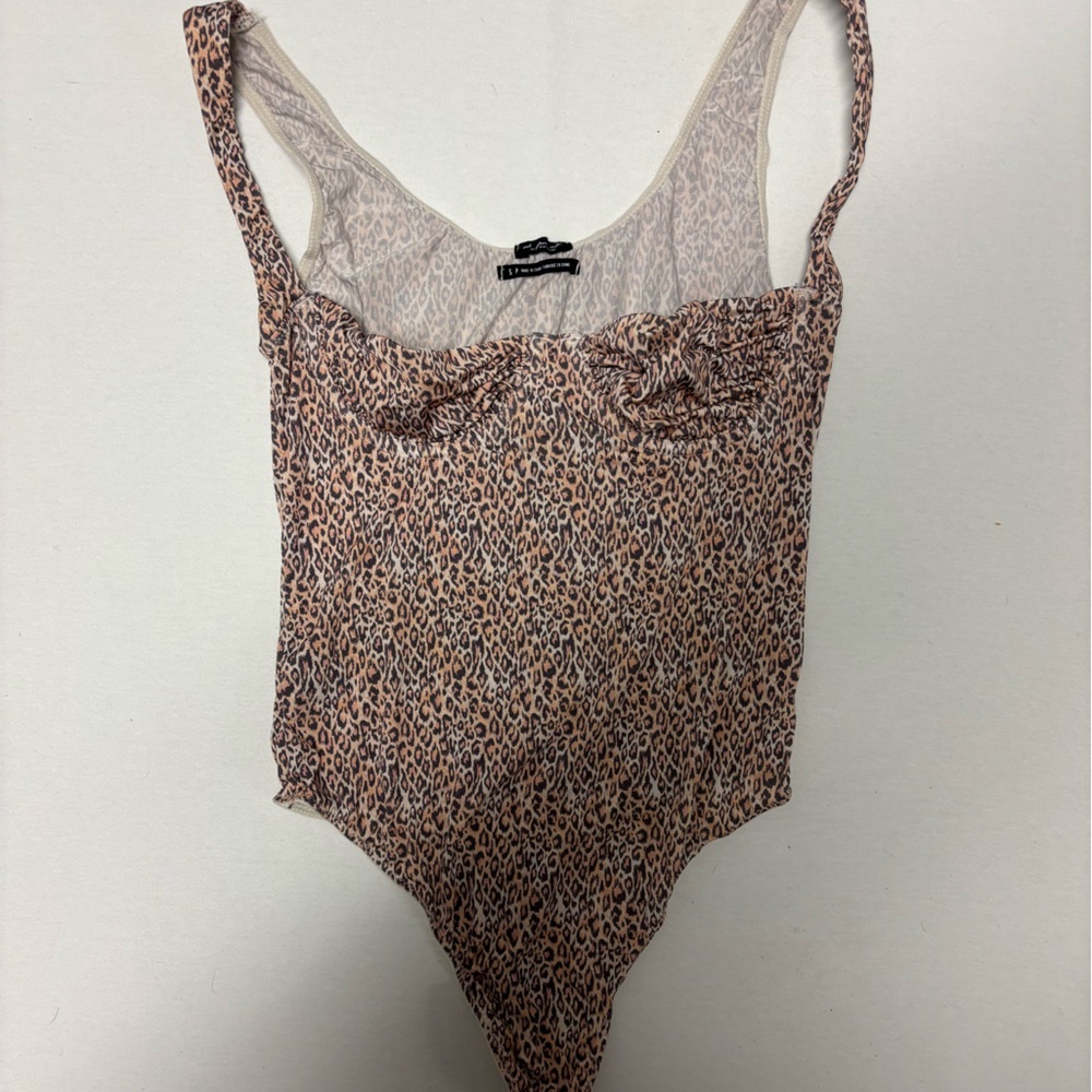 Urban Outfitters Cream Leopard Print Bodysuit